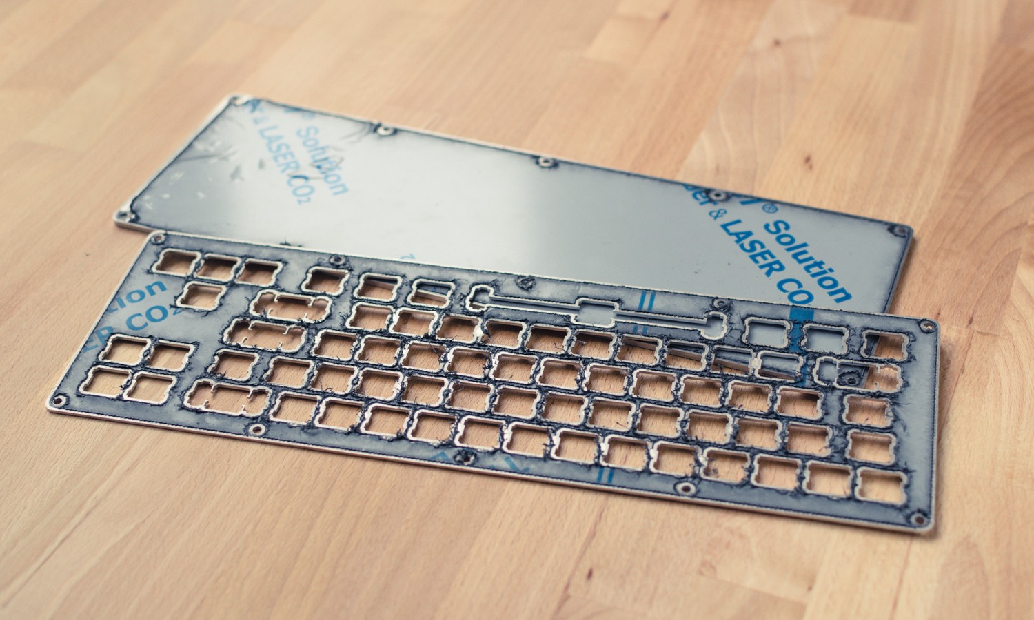 Raw Aluminium cover and bottom plate for Sandwich Case for 68Keys.io mechanical keyboard