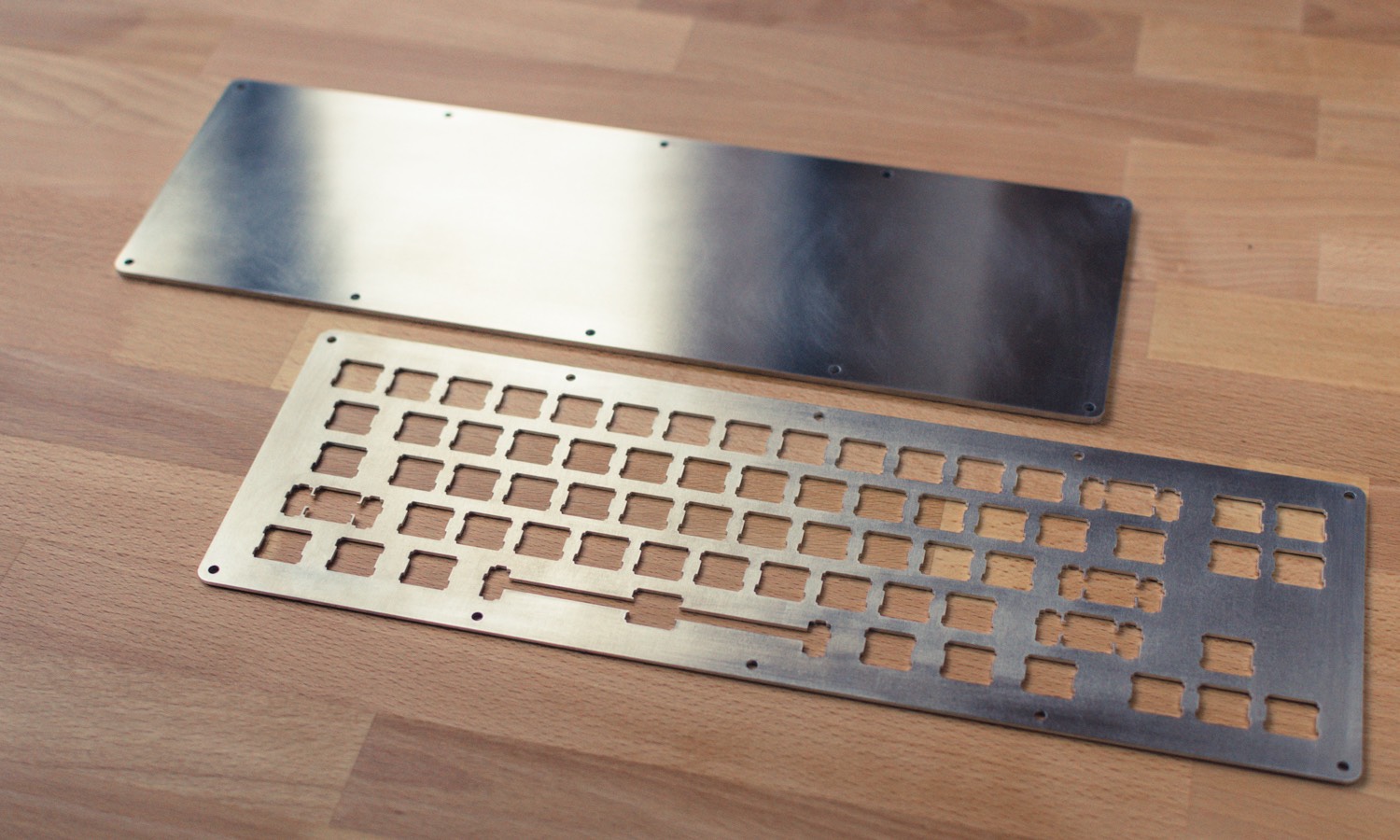 Polished Aluminium cover and bottom plates for 68Keys.io mechanical keyboard